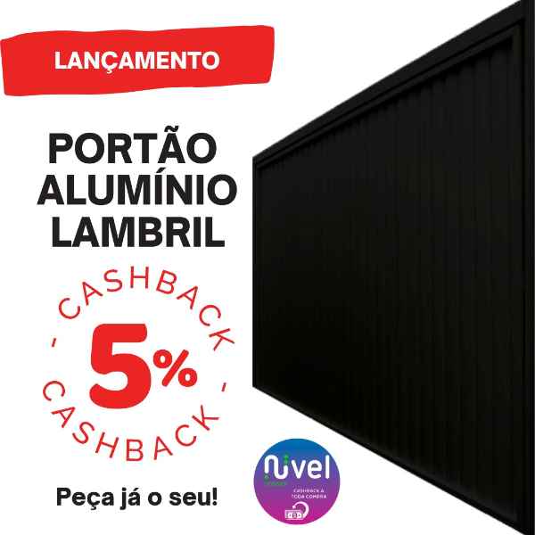 Portão Basculante Alumínio Lambril Preto (Imagem secundária 1)