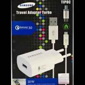 Carregador Samsung Turbo Travel Adaptador Tipo V8 ou Tipo C 3.0 Branco (Imagem Principal)