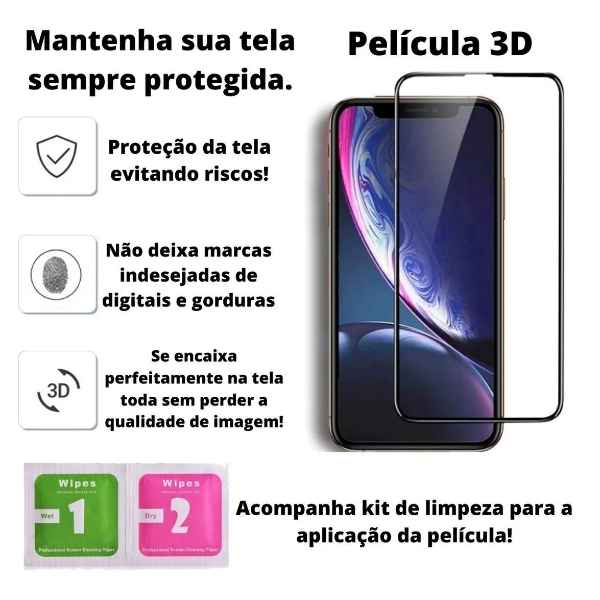 Película 3d Android ou iPhone 6/s 7/8 Plus X /xs /xr 11 / Pro / Max/ 12 (Imagem Principal)