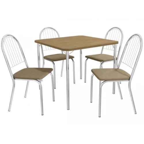 Mesa de Cozinha 4 Cadeiras Quadrada Crome Jade - Kappesberg (Imagem Principal)