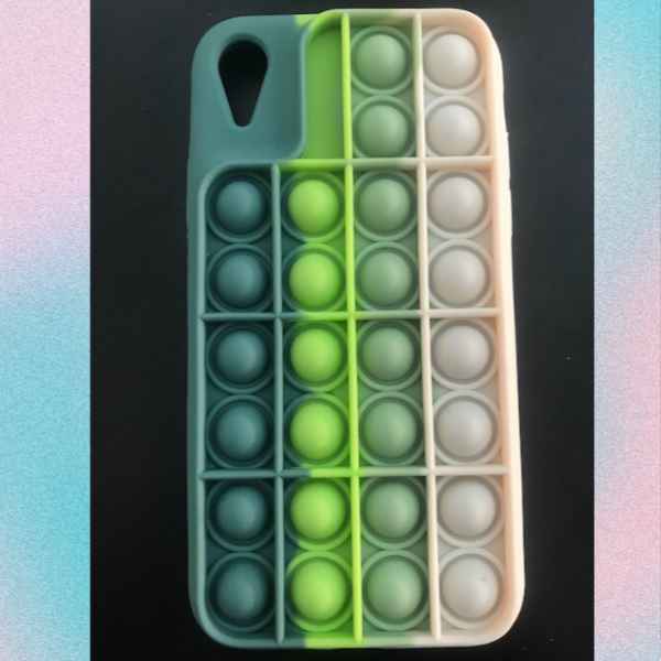 Capa Case Celular Pop It Anti-stress Sensorial Verde com Branco (Imagem Principal)