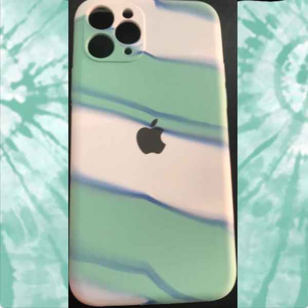 Capinha Case Aveludada iPhone Arco Íris Horizontal Verde e Branco (Imagem Principal)