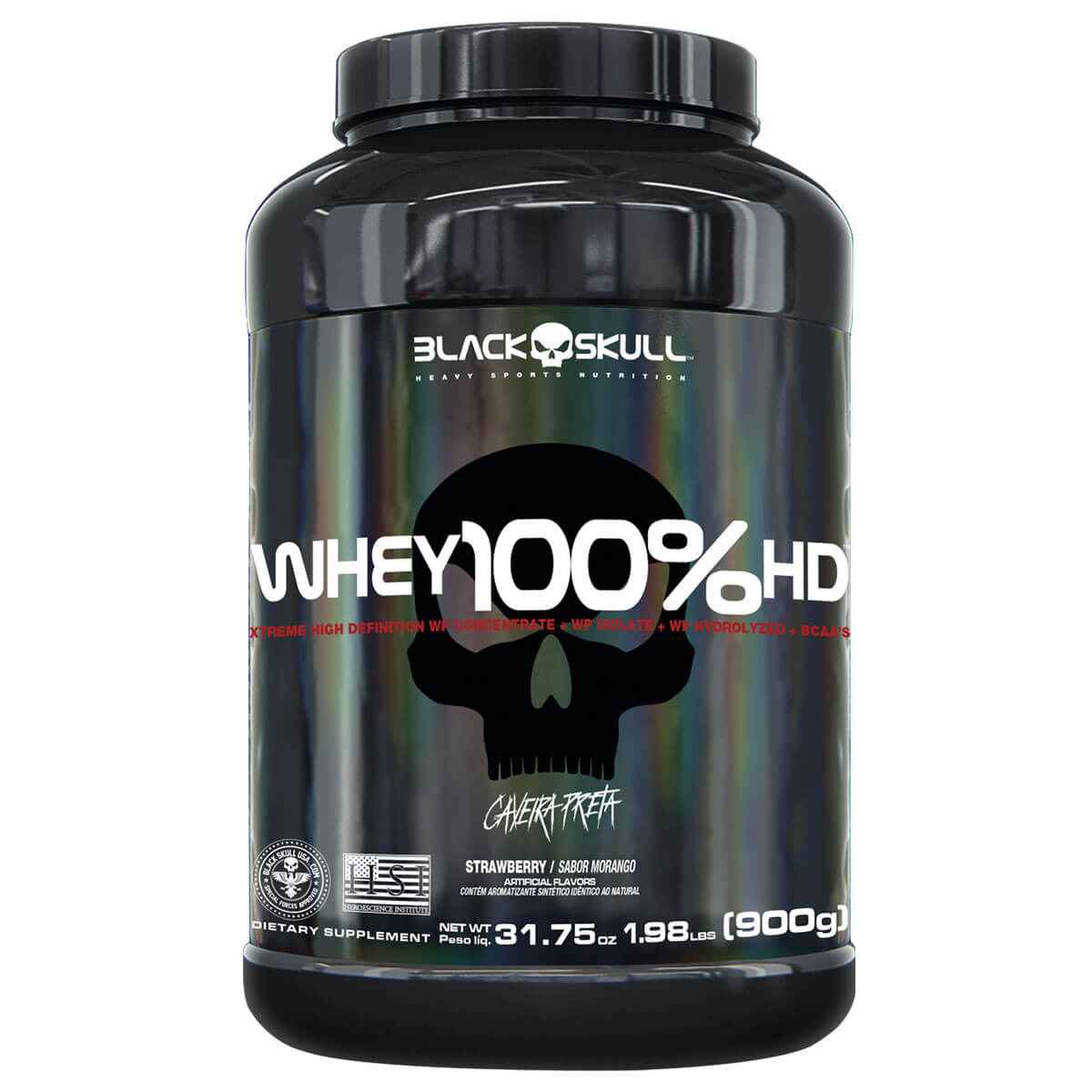 WHEY 100% HD BLACK SKULL 900G SABOR MORANGO (Imagem Principal)
