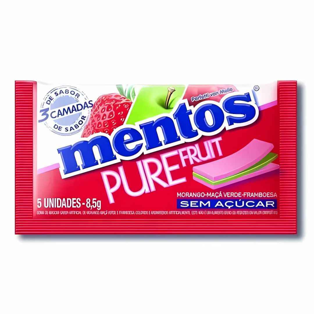 Goma de Mascar sem Açúcar Mentos 3 Camadas Pure Fruit (Imagem Principal)