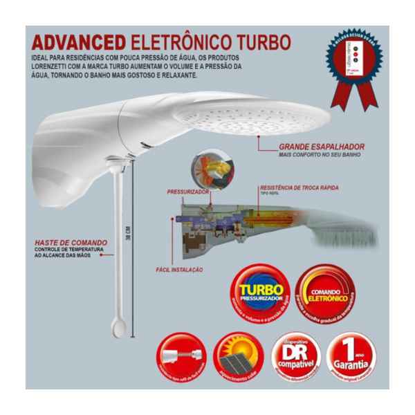 Ducha Eletrônica Advanced Turbo 7500w/220v - Lorenzetti  (Imagem Principal)