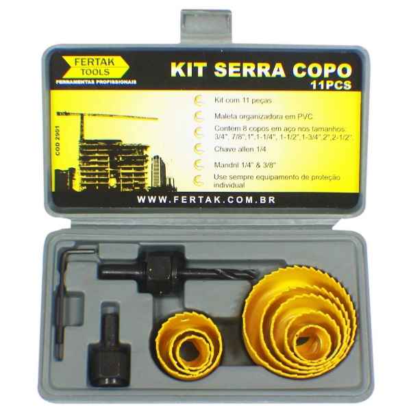 Serra Copo para Gesso e Madeira - Kit com 11 peças (Imagem Principal)