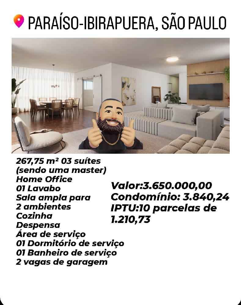 imóvel à venda no Paraíso 3 suítes 2 vagas de garagem R$ 3.450.000,00   